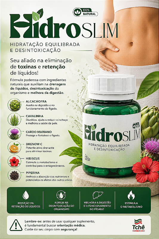 Hidroslim® Detox - Suplemento para Retenção de Líquidos e Desintoxicação - 60 Cápsulas