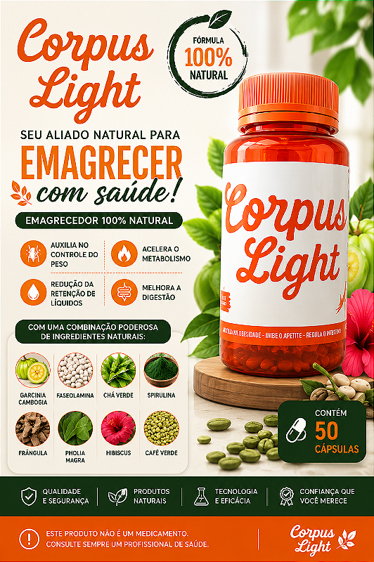 3x Emagrecedor 100% Natural Corpus Light com 50 Cápsulas