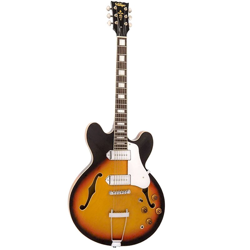 エレキギター vintage vsa500psb ケース付き GUITARRA VINTAGE SEMI ACUSTICA VSA500 REISSUED SERIES - Musical