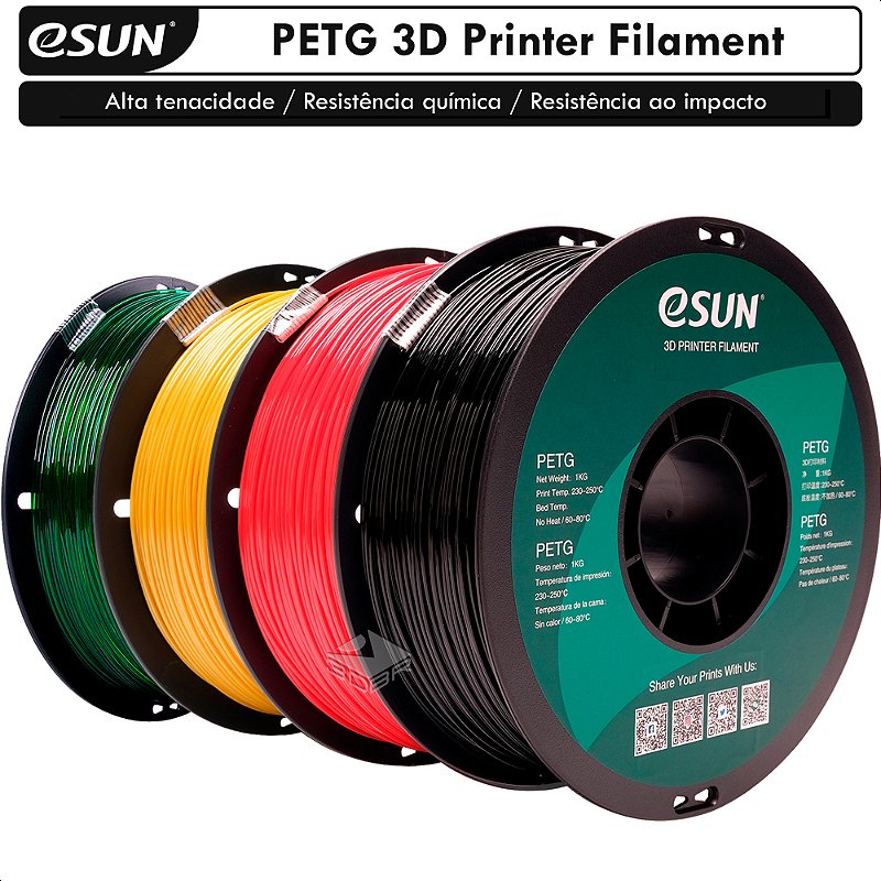 Filamento 3D eSun PETG - 3DBR, as melhores marcas e preços para você  comprar a sua impressora 3D