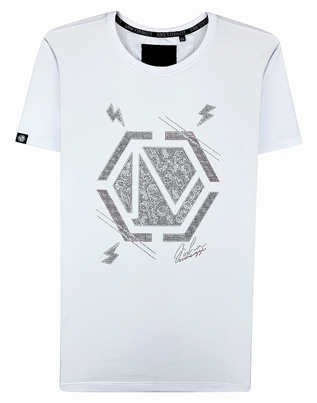 Camiseta masculina premium branca logo espirrado dourado - JOHN VERDAZZI:  The Ultimate Fashion Luxury E-Shop - Site Oficial