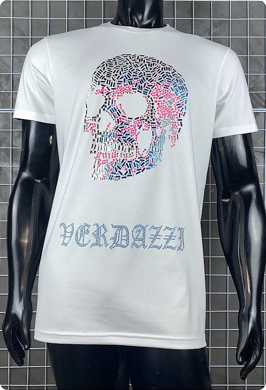 Camiseta masculina premium preta caveira granulada neon - JOHN VERDAZZI:  The Ultimate Fashion Luxury E-Shop - Site Oficial