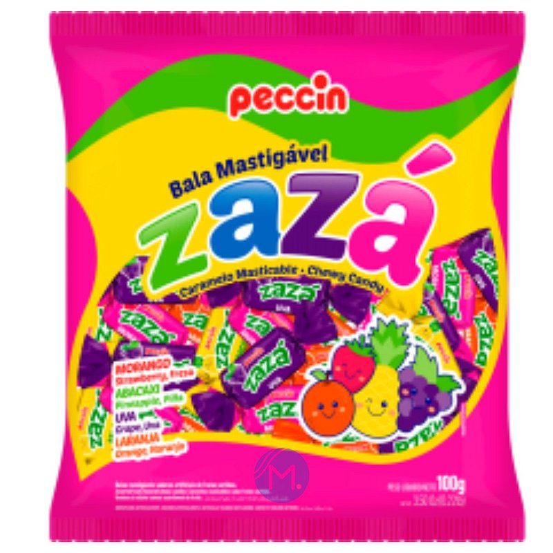 Bala Mastigável Frutas Sortidas Zazá 600 gramas | Peccin