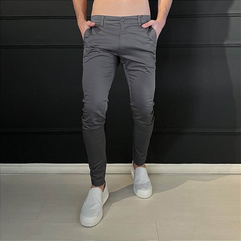 Calça Jogger Masculina Sarja Skinny Preta * - Loja 021