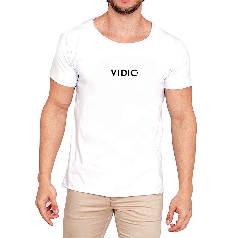 Camiseta Branca Gola Canoa Logo Vidic