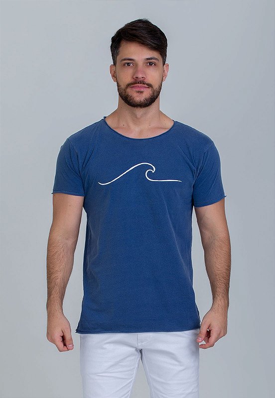 Camiseta Estonada Gola Canoa Azul Wave Vidic