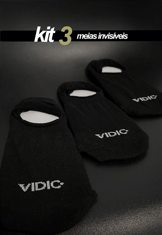 Kit Com 3 Pares De Meia Invisível - Preto Vidic