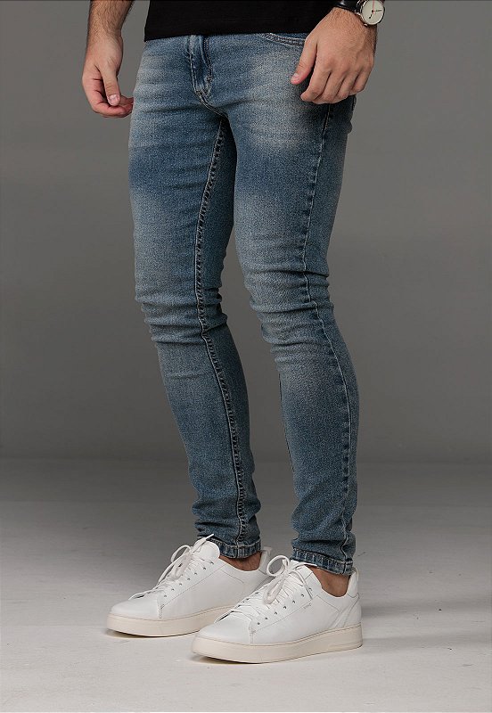 Calça Jeans Super Skinny Preta Rasgada - VIDIC▸®