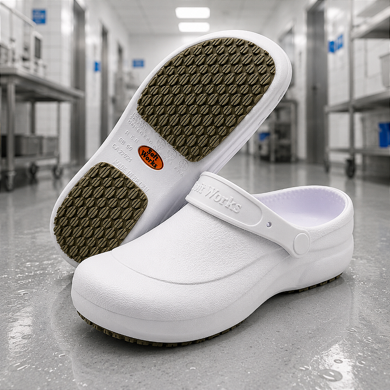 CROCS SOFTWORKS EM EVA BRANCA E PRETA ANTI DERRAPANTE CA 27921