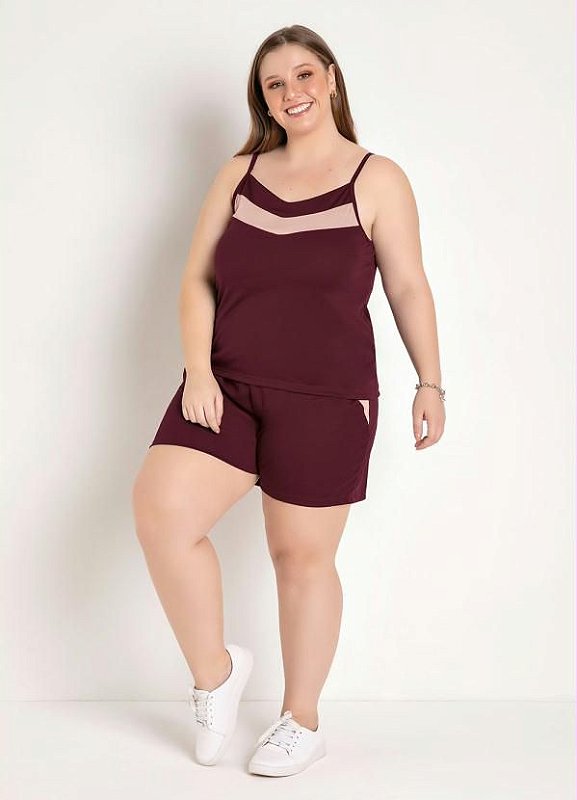 Conjunto blusa e short plus size sales