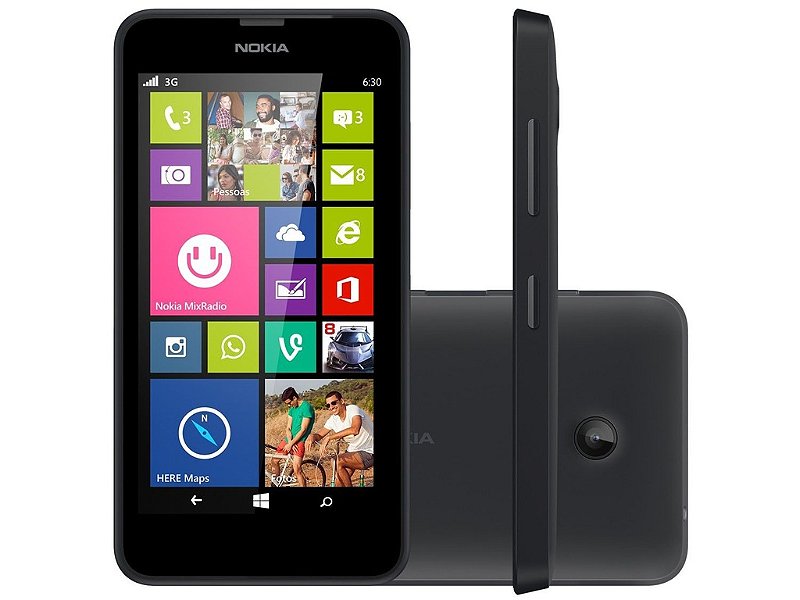 Smartphone Nokia Lumia 630 Dual Chip 3G Câm. 5MP - Windows Phone Tela 4.5" Proc. Quad Core Tv ...