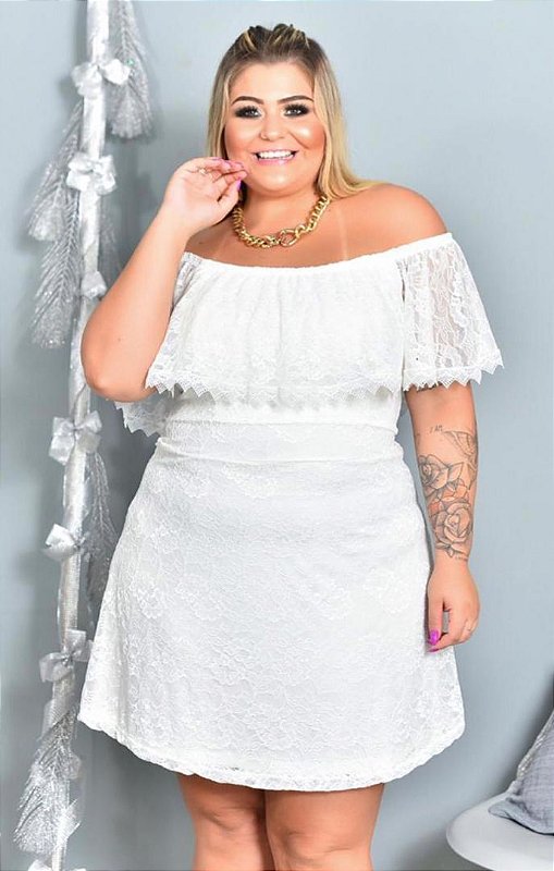 Plus Size Vestido Tule Branco Tule Vestido Rendado Longo Branco