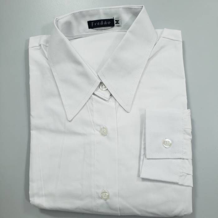 Blusa social feminina de tecido fino camisa branca manga longa