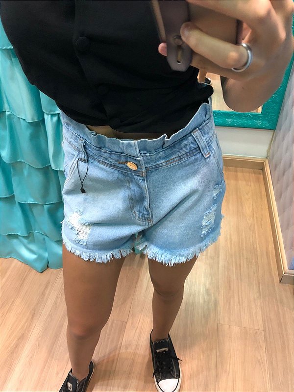 Shorts Jeans Curto Basico Blogueira - Caramell Modas & Acessórios