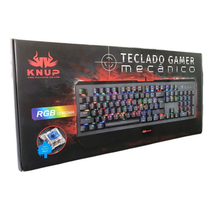 Teclado gamer Knup KP-TM010 QWERTY Outemu DIY Blue português