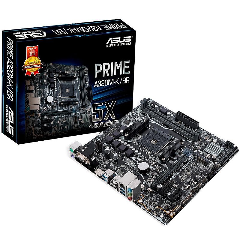 Placa-Mãe Asus Prime A320M-K/BR AMD AM4 mATX DDR4 PC Gamer em
