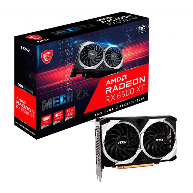 PLACA DE VIDEO MSI RADEON RX 6500 XT MECH 2X OC 4GB GDDR6 64-BIT