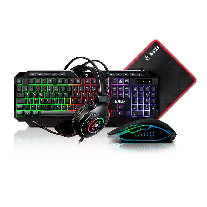 KIT PERIFÉRICOS GAMER MANCER ORC TECLADO RGB + MOUSE RGB + HEADSET