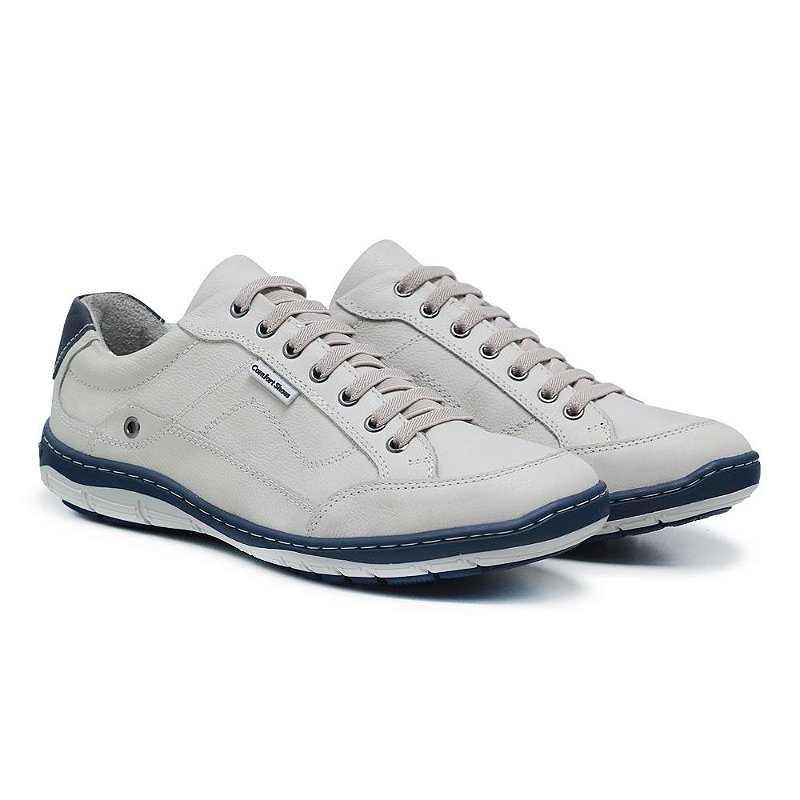 Tênis Casual Masculino De Couro Legitimo Comfort Shoes - 4051 Cinza -  Comfort Shoes