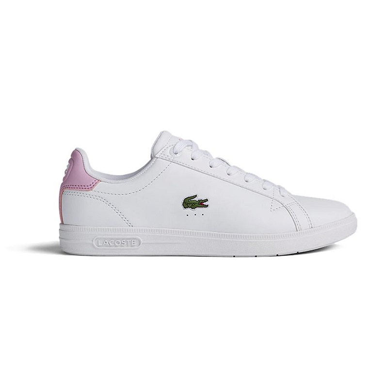 Tenis Casual Branco Feminino Lacoste Tênis Lacoste Feminino Graduate Pro  Branco+ Rosa CARINHA DAS