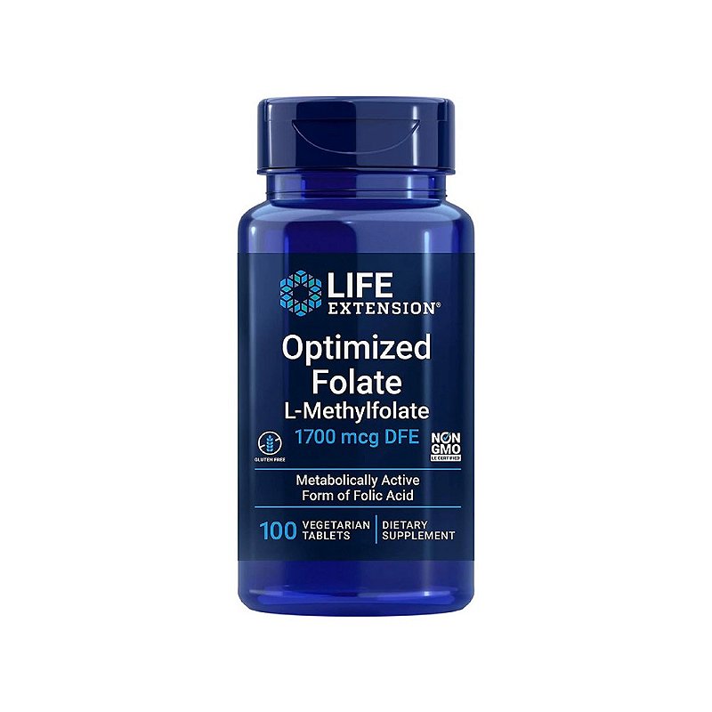 Optimized Folate (L-Metilfolato) 1700mcg 100 Tabletes - Life Extension ...