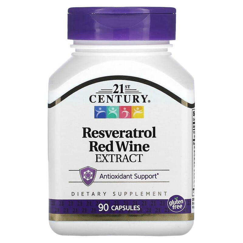 Resveratrol 200mg 90 Cápsulas 21st Century Suplemento Antioxidante Primo Suplementos