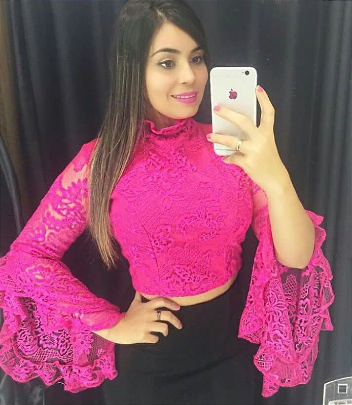 Cropped 8 a 16 anos Luluca Pandinhas Brandili Pink Neon