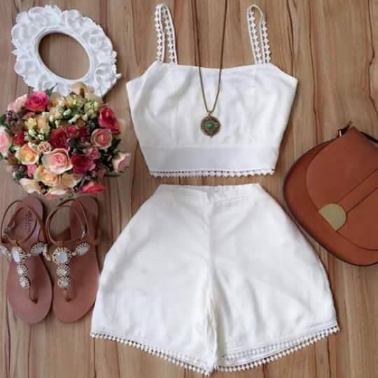 conjunto branco short e blusa