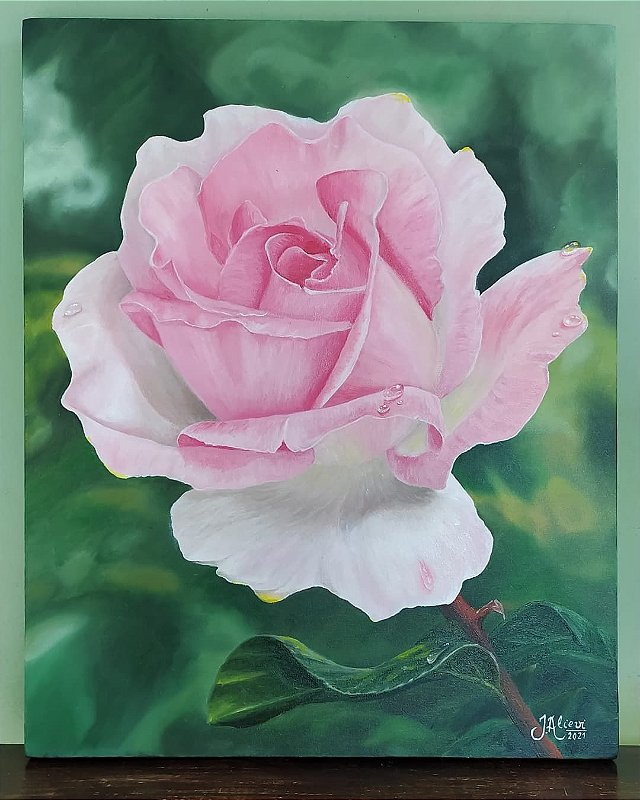 Quadro floral Rosa - Tinta Óleo Sobre Tela 40x50cm