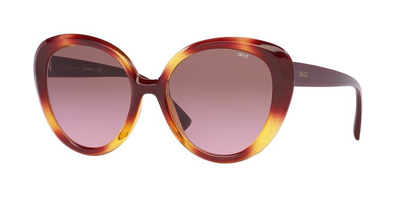 Grazi GZ4054-55-K462 Red/Orange Havana Lentes Rosa Degradê