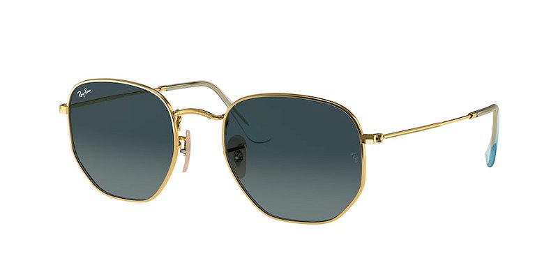 Ray-Ban Hexagonal RB3548NL-54-91233M Ouro Lente Azul degradê
