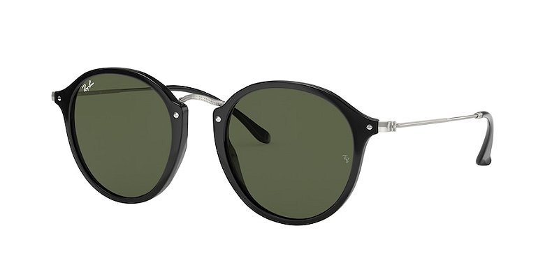 Ray-Ban Round RB2447-49-901 Preto Lente Verde