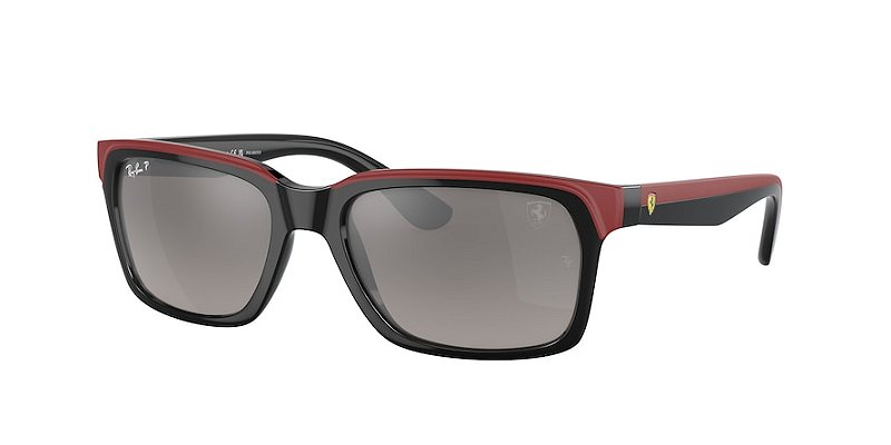 Ray-Ban Ferrari RB4393M-56-F6015J Preto &Vermelho Lente Cinza Polarizada