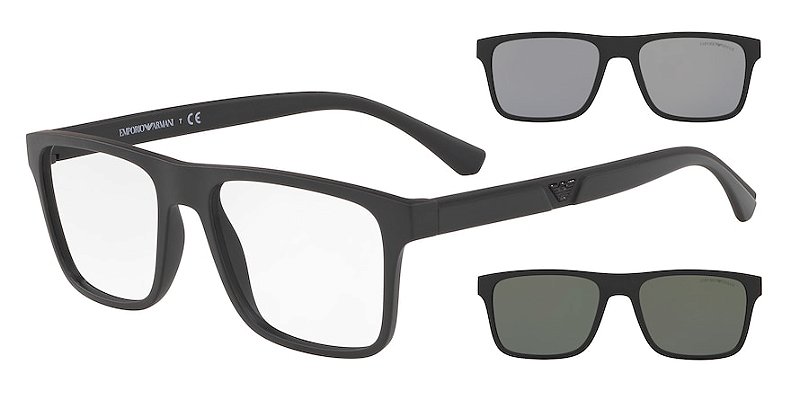 Óculos de Sol Emporio Armani Clip EA4115-54-58011W Preto +2Clip-On