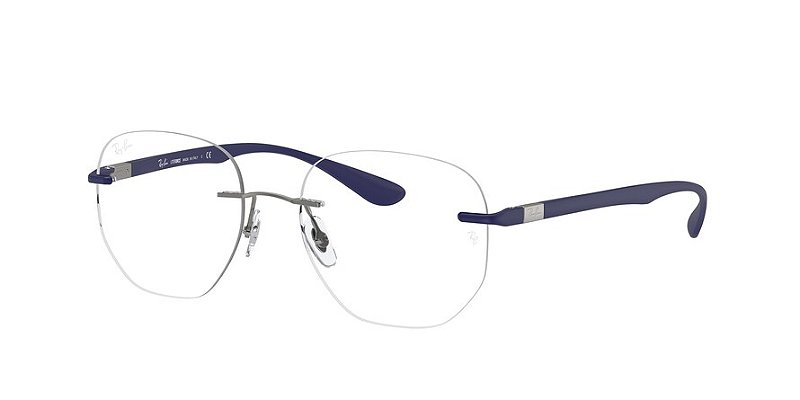 Ray-Ban RX8766-51-1216 Prata Hastes Azul Areado