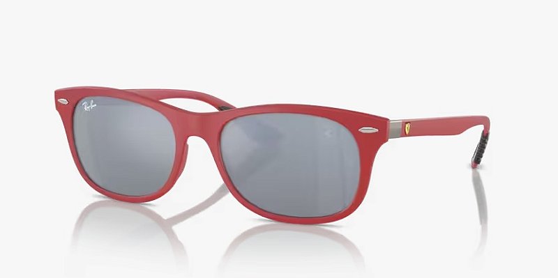 Ray-Ban Ferrari RB4607M-55-F62830 Rosso Lentes Prata Flash sobre verde