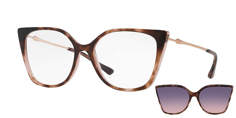 Grazi GZ4058-55-L747 Havana Rosa +Clip Azul degradê Rosa