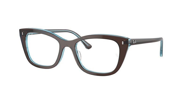 Ray-Ban RX5433-52-8366 Marrom sobre Azul Transparente