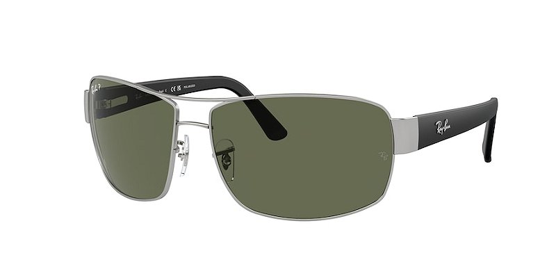 Ray-Ban RB3503L-66-019/9A Prata Lente Verde Polarizada
