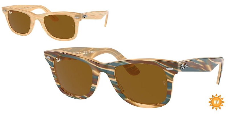 Ray-Ban Wayfarer RB2140-50-140833 Fotocromática Marrom listrada Lente Marrom