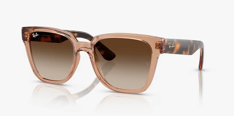 Óculos de Sol Ray-Ban RB4437L-55-656513 Caramelo translúcido Lentes Marrom degradê