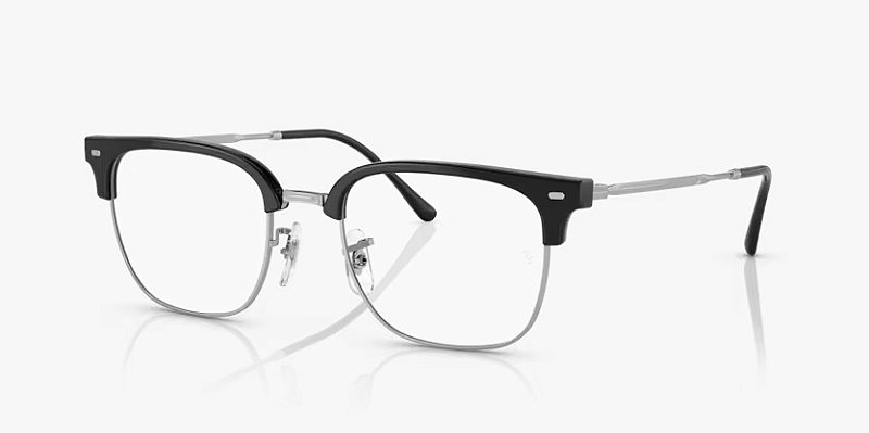 Ray-Ban New Clubmaster RX7216-51-2000 Preto sobre Prata