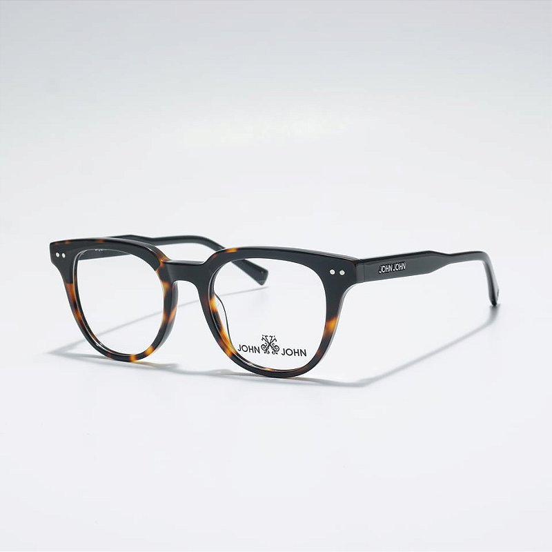 Óculos de Grau John-John JN0046-50-C4 Demi-ambar/Preto