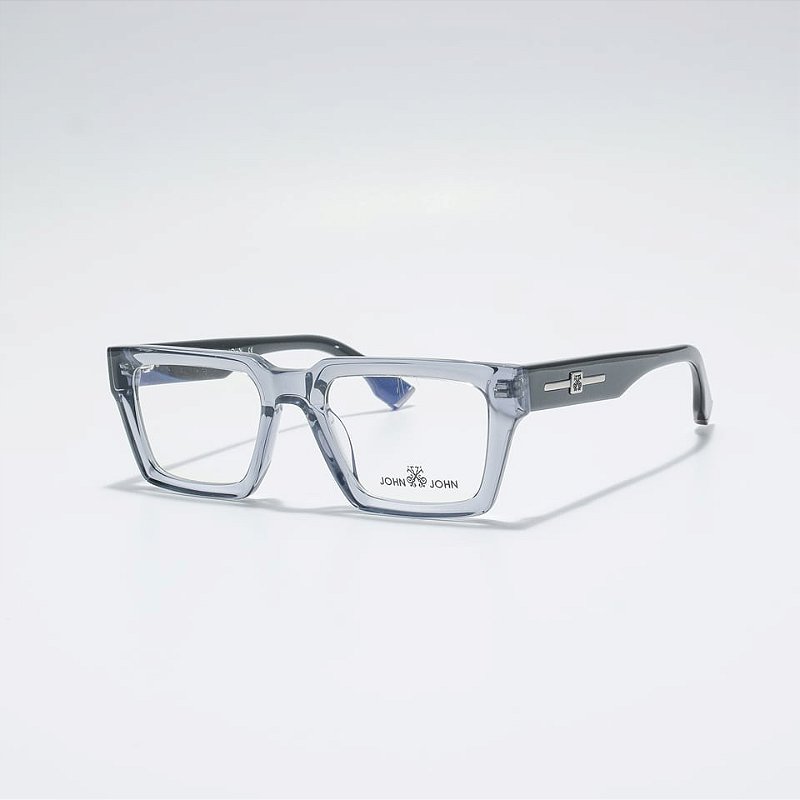 Óculos de Grau John-John JN0013-53-C3 Cinza translucido hastes capuccino