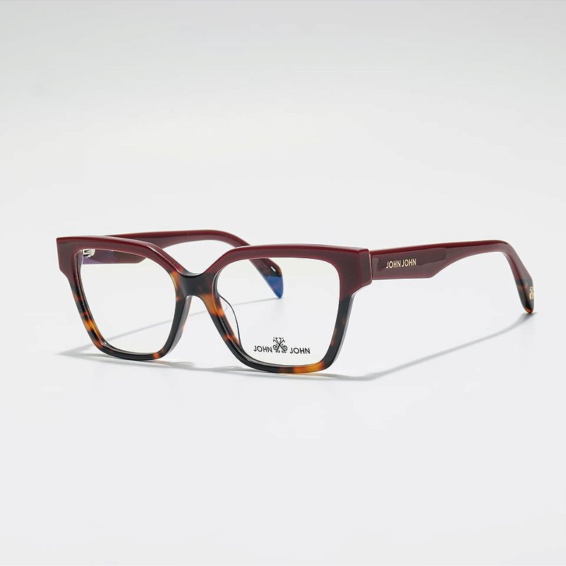 Óculos de Grau John-John JN0009-55-C2 Demi-ambar hastes Vinho