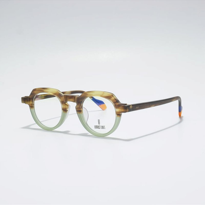 Oculos de Grau Retrô James Tart JT374-44-24F Verde Top Havana