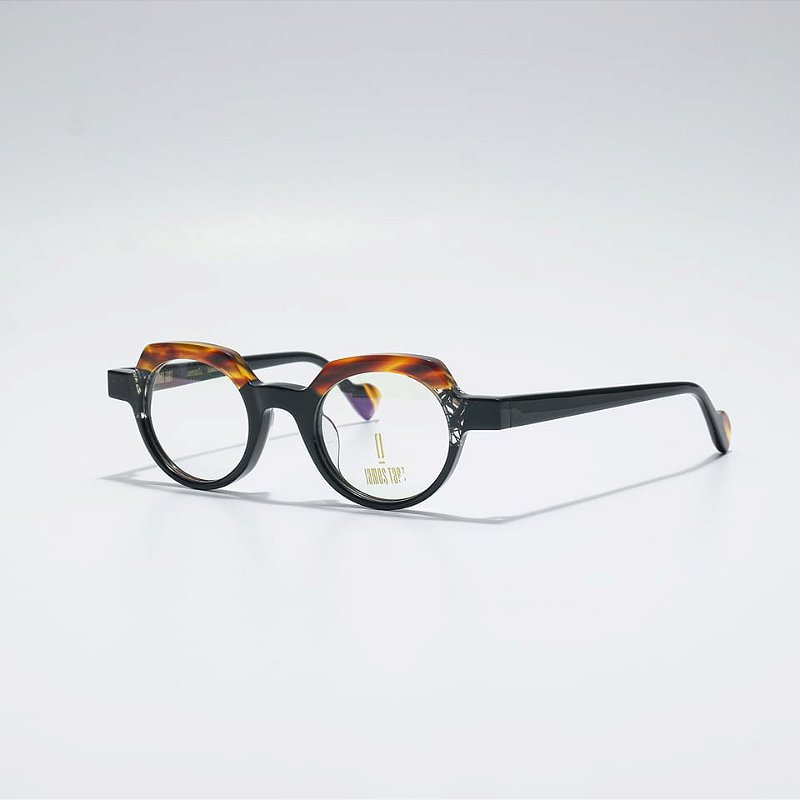 Oculos de Grau Retrô James Tart JT360-43-22F Preto/Demi-ambar