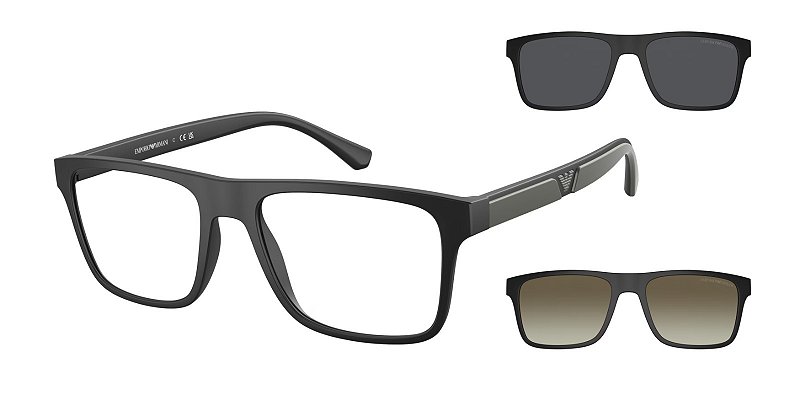 Óculos de Sol Emporio Armani EA4115-54-58531W Preto fosco +2Clip-On