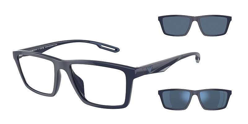 Oculos de Sol Emporio Armani EA4189U-55-57591W Azul Shiny +2 Clip-On
