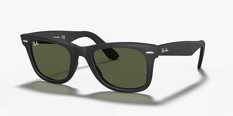 Óculos de sol Ray-Ban Wayfarer RB2140F-52-901S Preto lentes Verde G-15